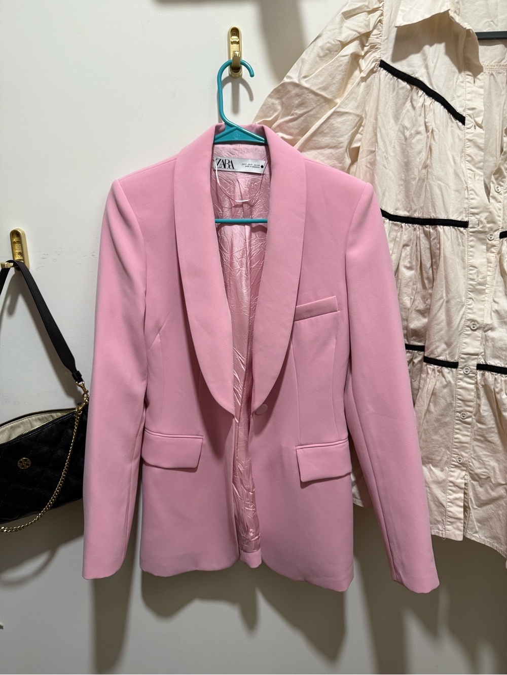 Zara Pastel Pink Shawl-Collar Blazer
